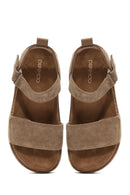 Women's Brown Strappy Thick Soled Suede Leather Sandals | Derimod