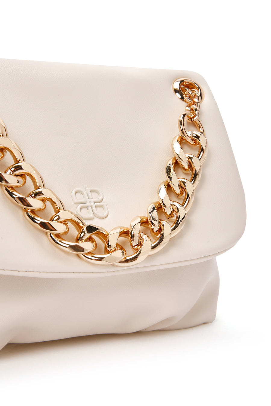 Women's Cream Long Chain Strap Shoulder Bag