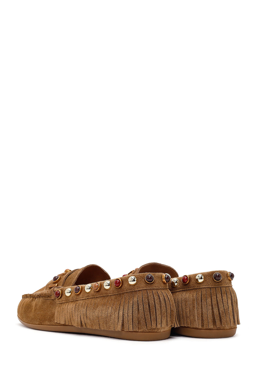 Kadın Camel Püsküllü Süet Deri Loafer