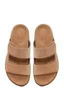 Women's Mink Double Buckle Suede Leather Slippers | Derimod