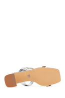 Woman Bronze Short Thick Heel Metallic Slippers | Derimod