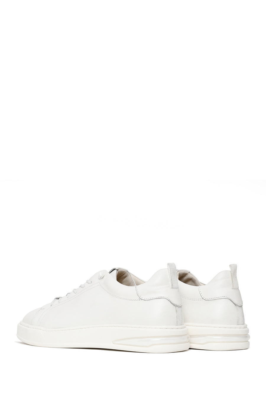 Erkek Beyaz Bağcıklı Deri Sneaker