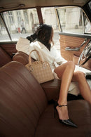 Woman Beige Long-Strap Printed Shoulder Bag | Derimod