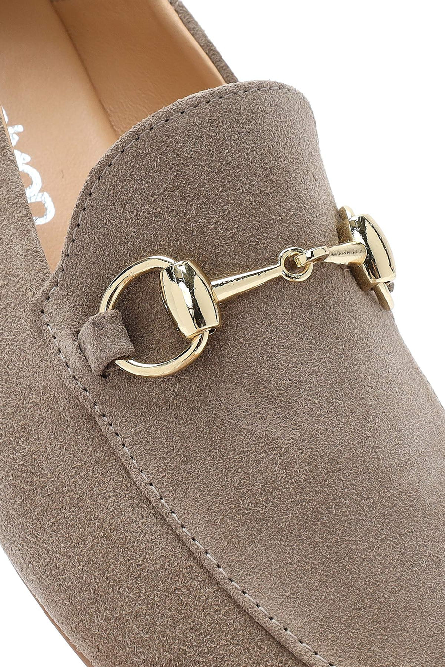 Kadın Vizon Tokalı Süet Deri Maskülen Loafer