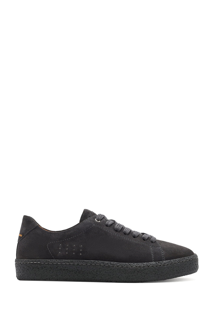 Erkek Gri Bağcıklı Süet Deri Sneaker