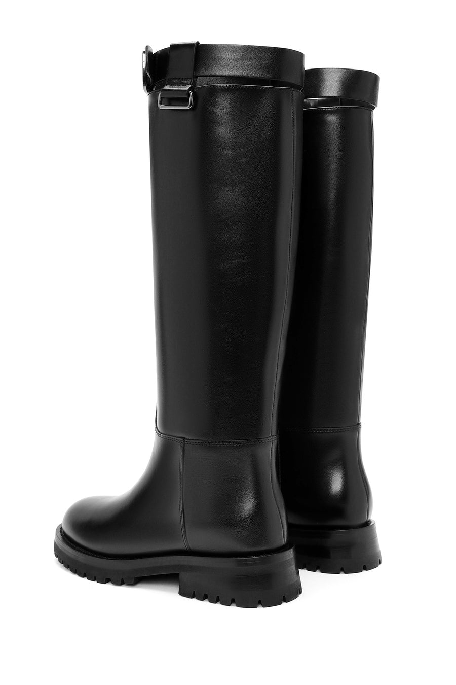 Women's Black Buckle Detailed Leather Boots