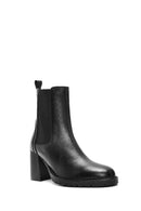 Women's Black Thick Heeled Leather Chelsea Boots | Derimod