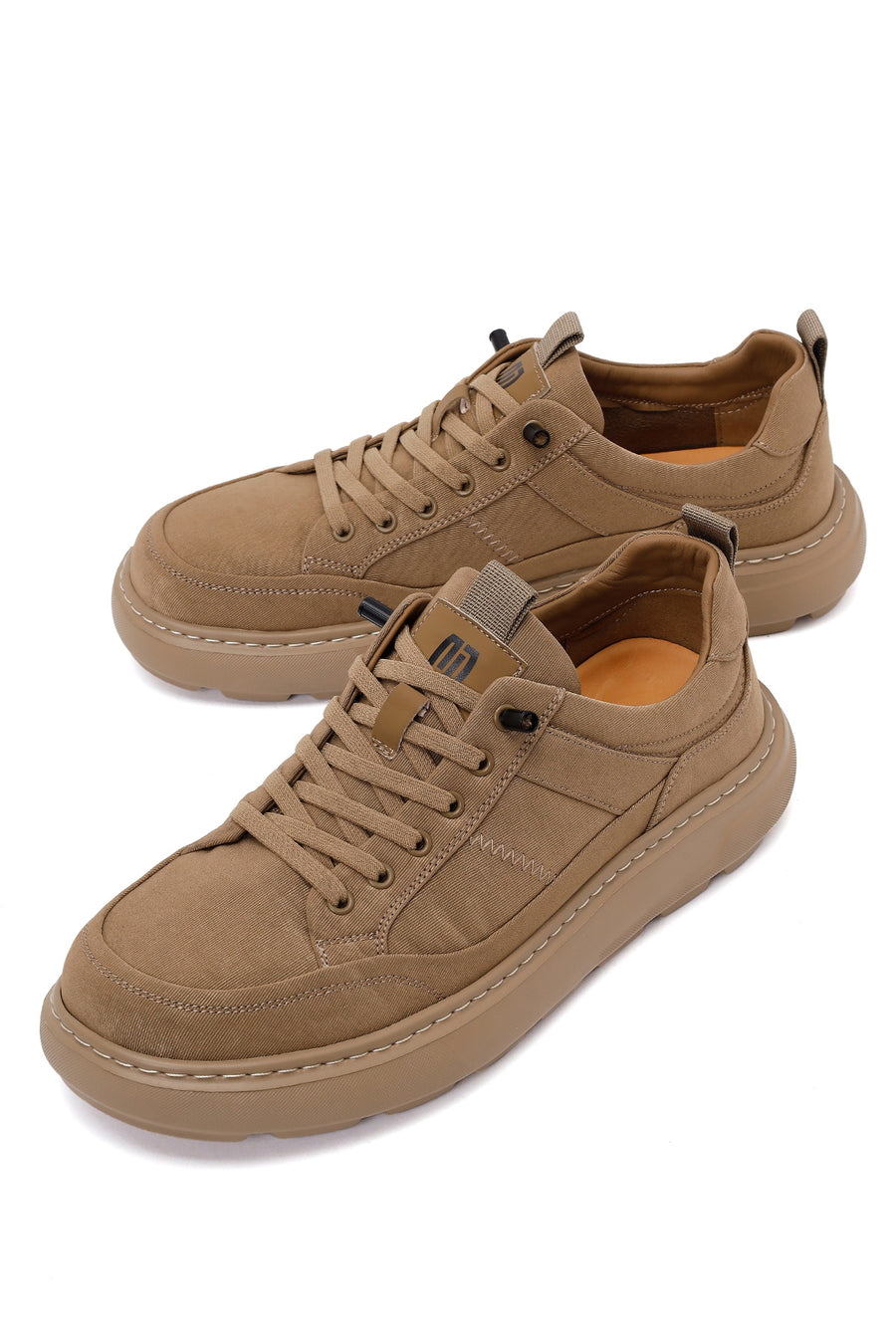 Derimod Zero Erkek Bej Bağcıklı Kalın Tabanlı Kumaş Sneaker