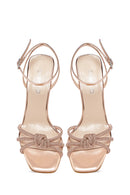 Women's Gold Ankle Buckle Stoned Thin Heel Sandals | Derimod