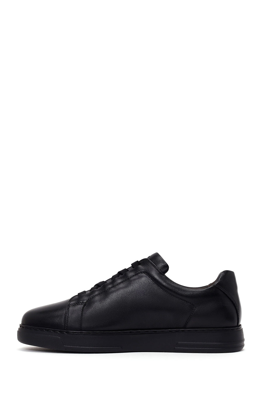 Erkek Siyah Bağcıklı Deri Sneaker