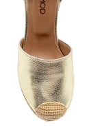Women's Leather Straw Detailed Wedge Heeled Sandals | Derimod