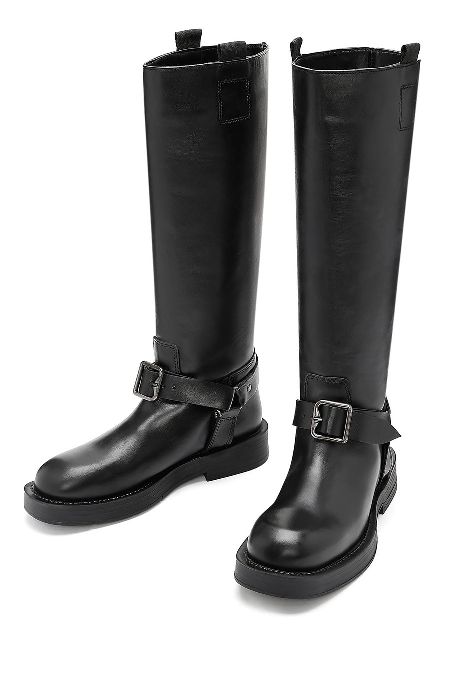 Women's Black Buckle Detailed Leather Boots