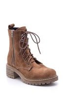 Women's Suede Leather Zipper Detailed Boots | Derimod