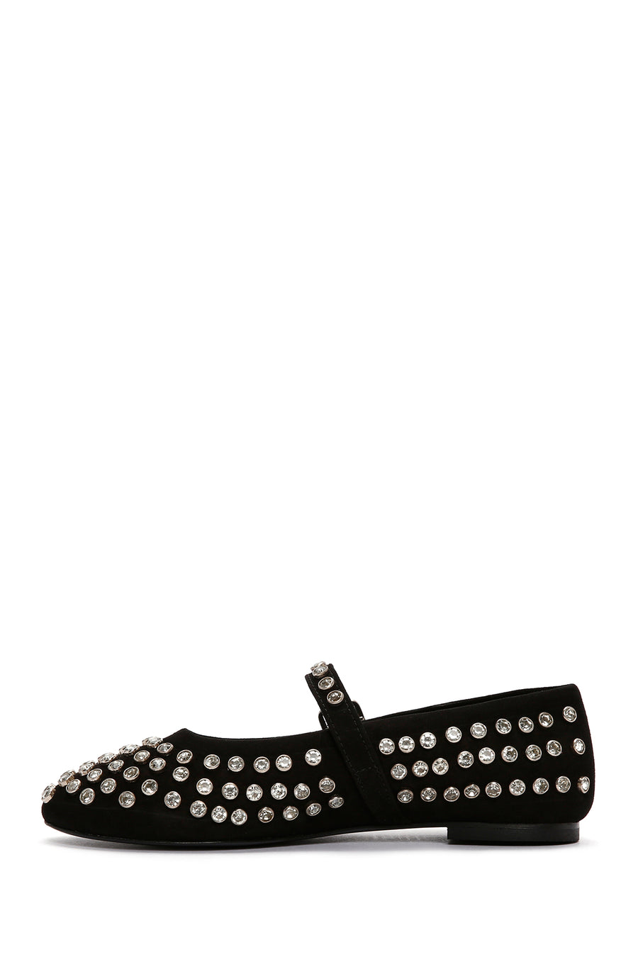 Woman Black Embellished Leather Ballet Flat