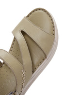 Women's Green Leather Comfort Sandals | Derimod