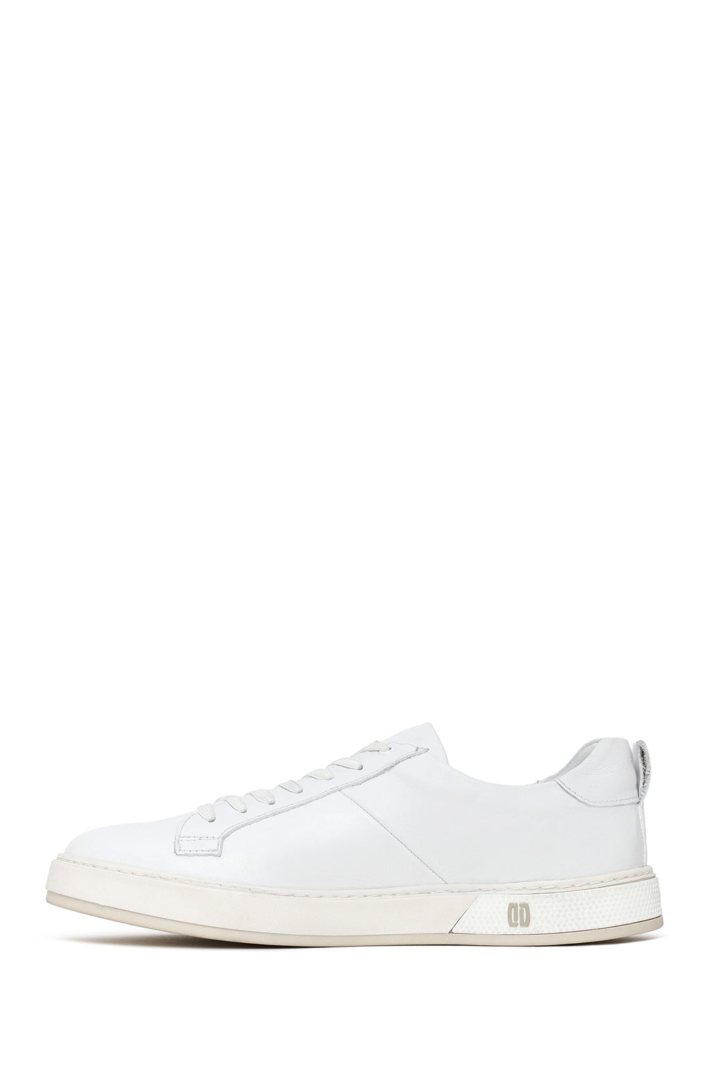 Erkek Beyaz Bağcıklı Deri Sneaker