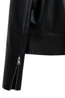 Dolores Women's Black Lapel Short Leather Jacket | Derimod