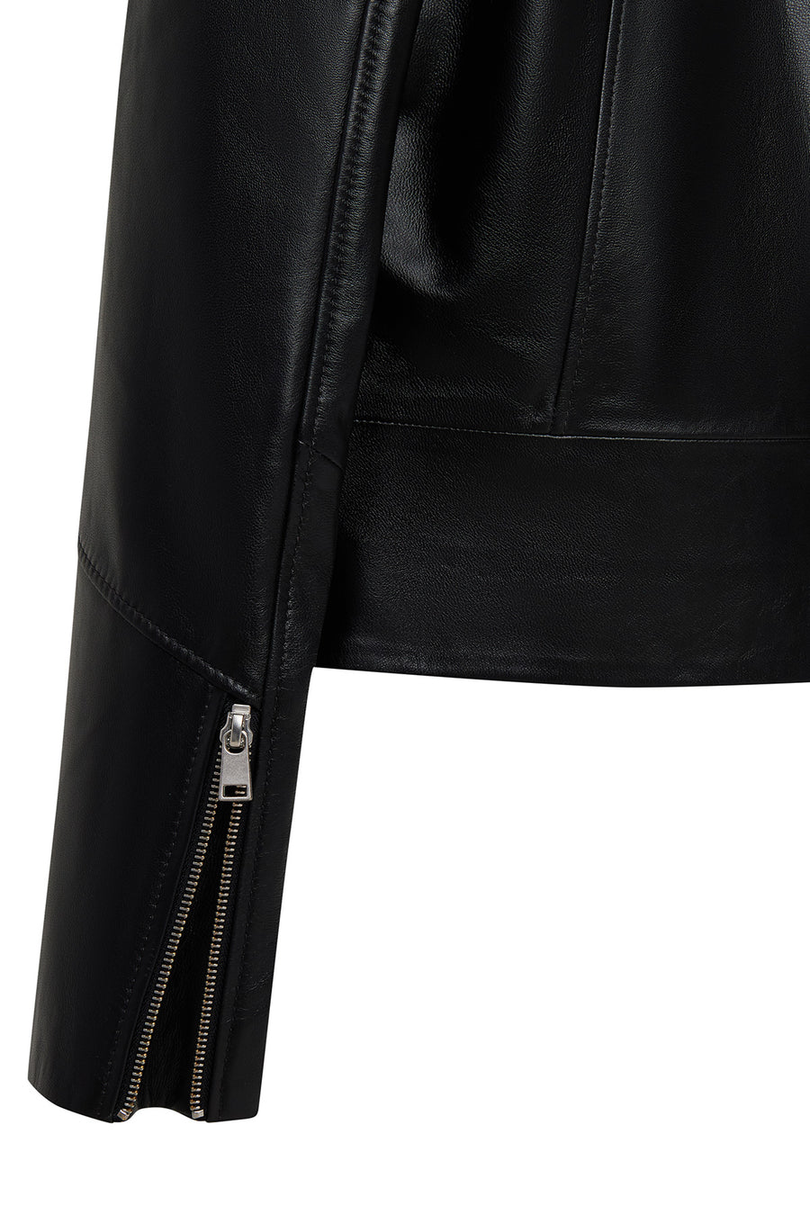 Dolores Women's Black Lapel Short Leather Jacket