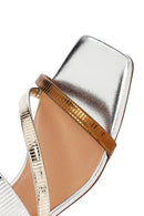 Woman Bronze Short Thick Heel Metallic Slippers | Derimod