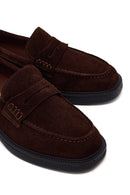 Kadın Kahverengi Süet Deri Maskülen Loafer | Derimod