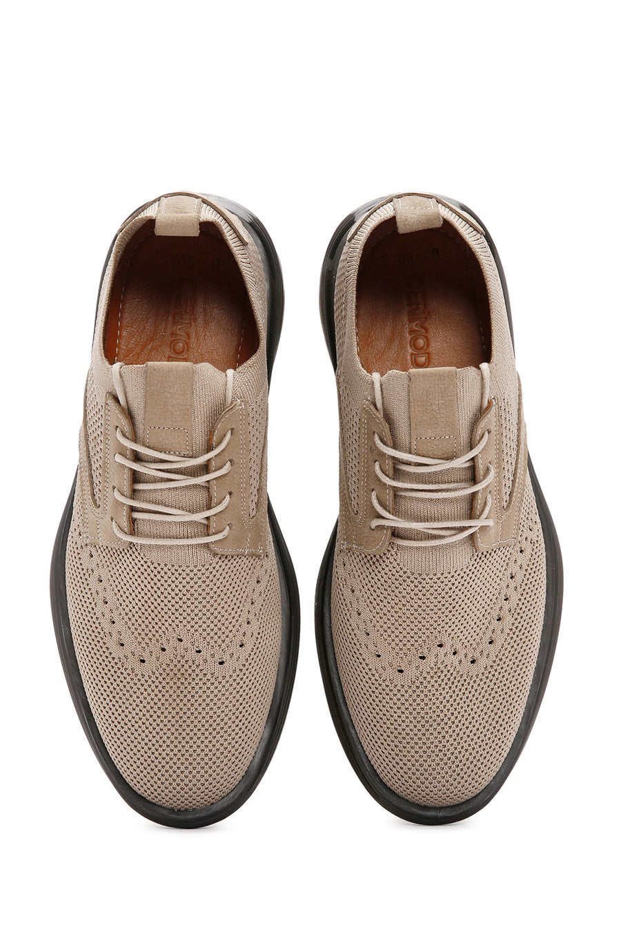 Erkek Vizon Kalın Tabanlı Nubuk Detaylı Bağcıklı Kumaş Sneaker
