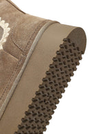 Woman Mink Thick-Soled Patterned Suede Teddy Boots | Derimod