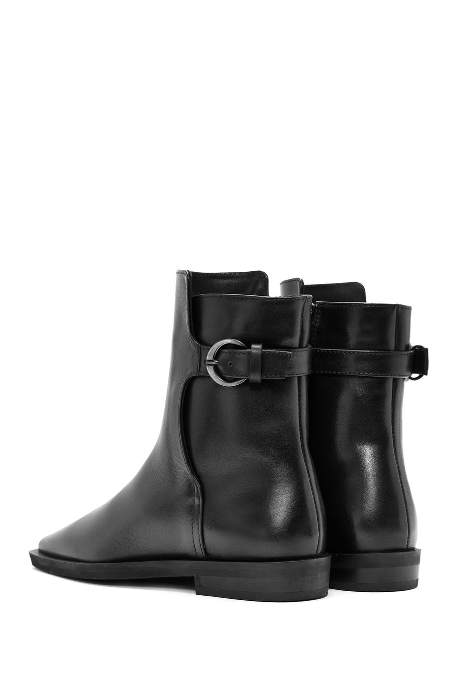 Women's Black Zippered Leather Boots