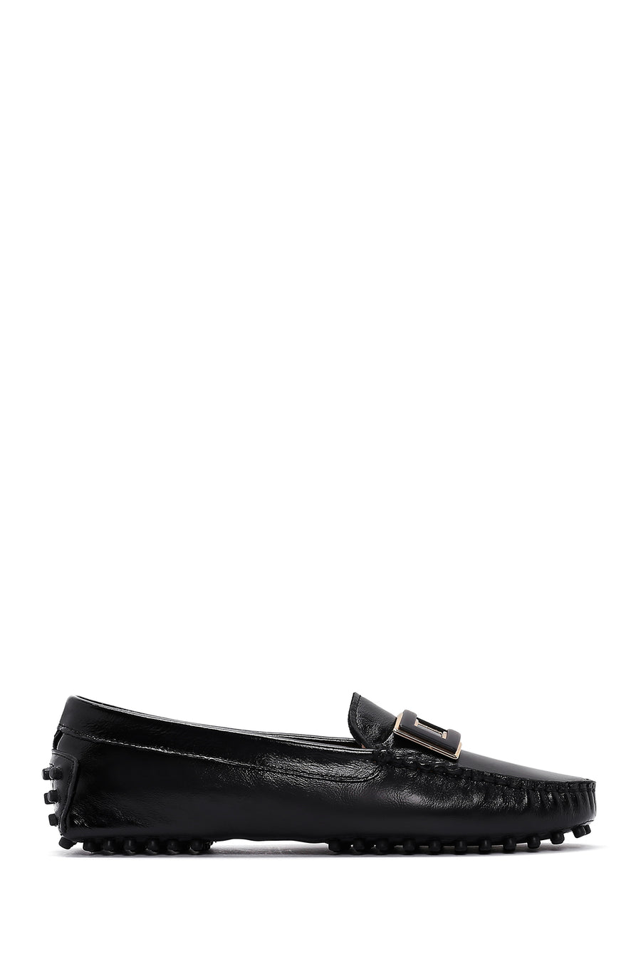 Women's Black Buckle Detailed Leather Loafer 24WFD290216 | Derimod