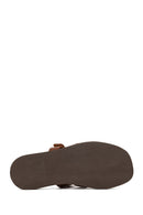 Woman Brown Strapped Leather Slipper | Derimod