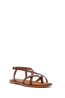 Women's Brown Buckle Thong Leather Bodrum Sandals | Derimod