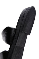Women's Black Leather Comfort Slippers | Derimod