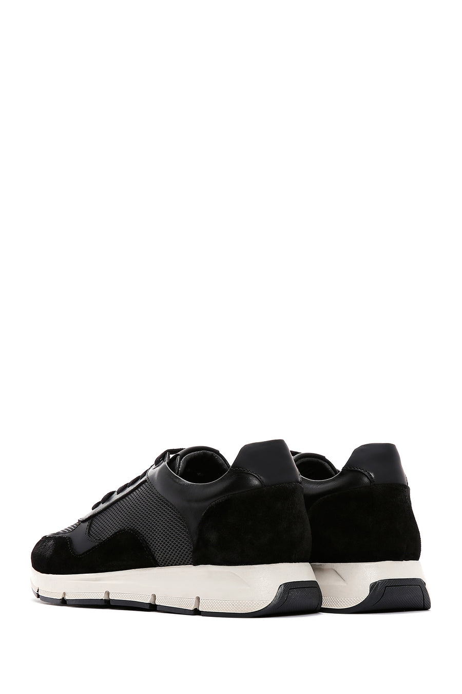 Men's Black Leather Suede Detailed Sneaker