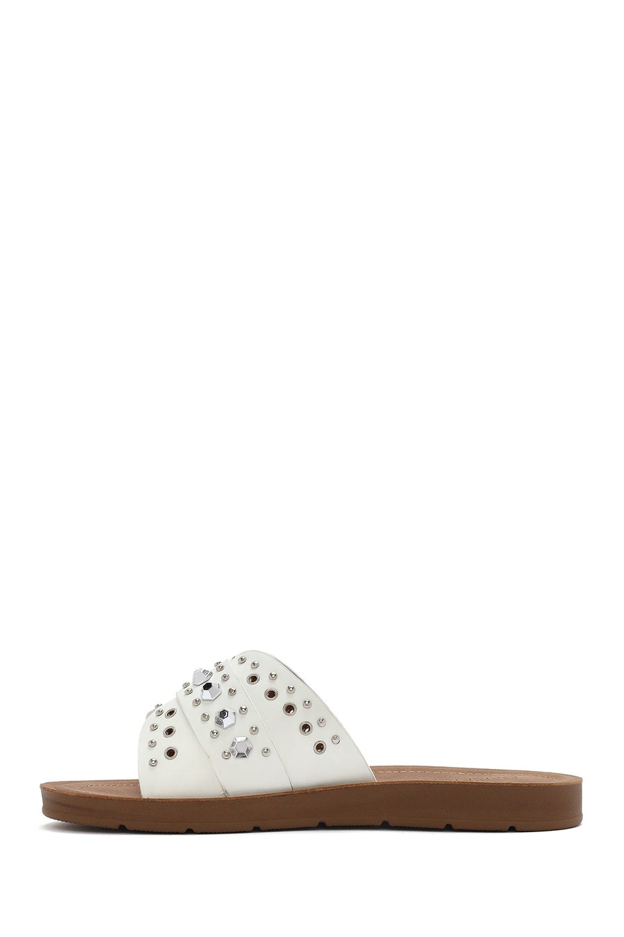 Women's White Stone Slippers