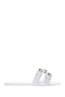 Women's White Jelly Stone Slippers | Derimod
