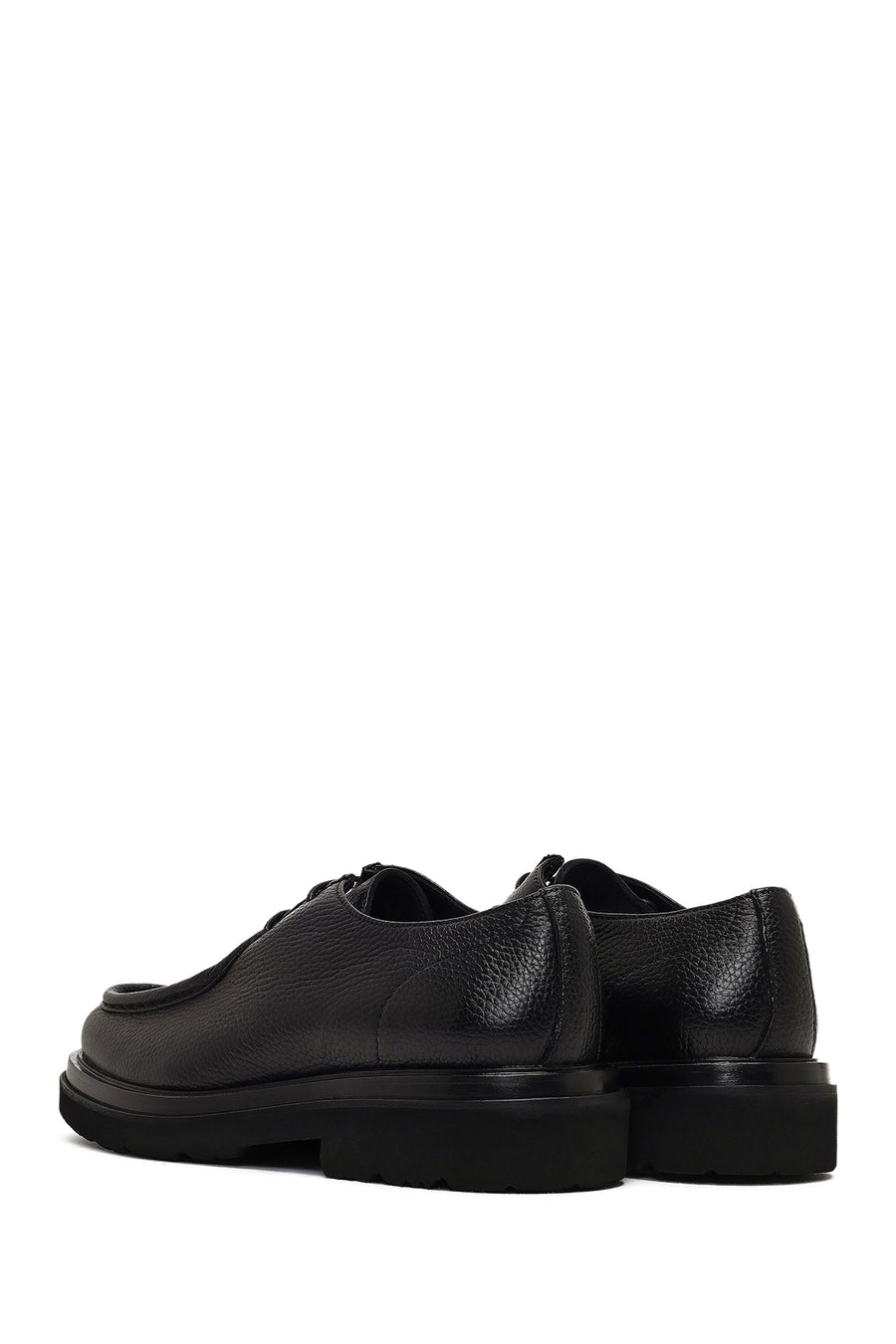Male Black Lace-Up Thick-Soled Leather Casual Shoes