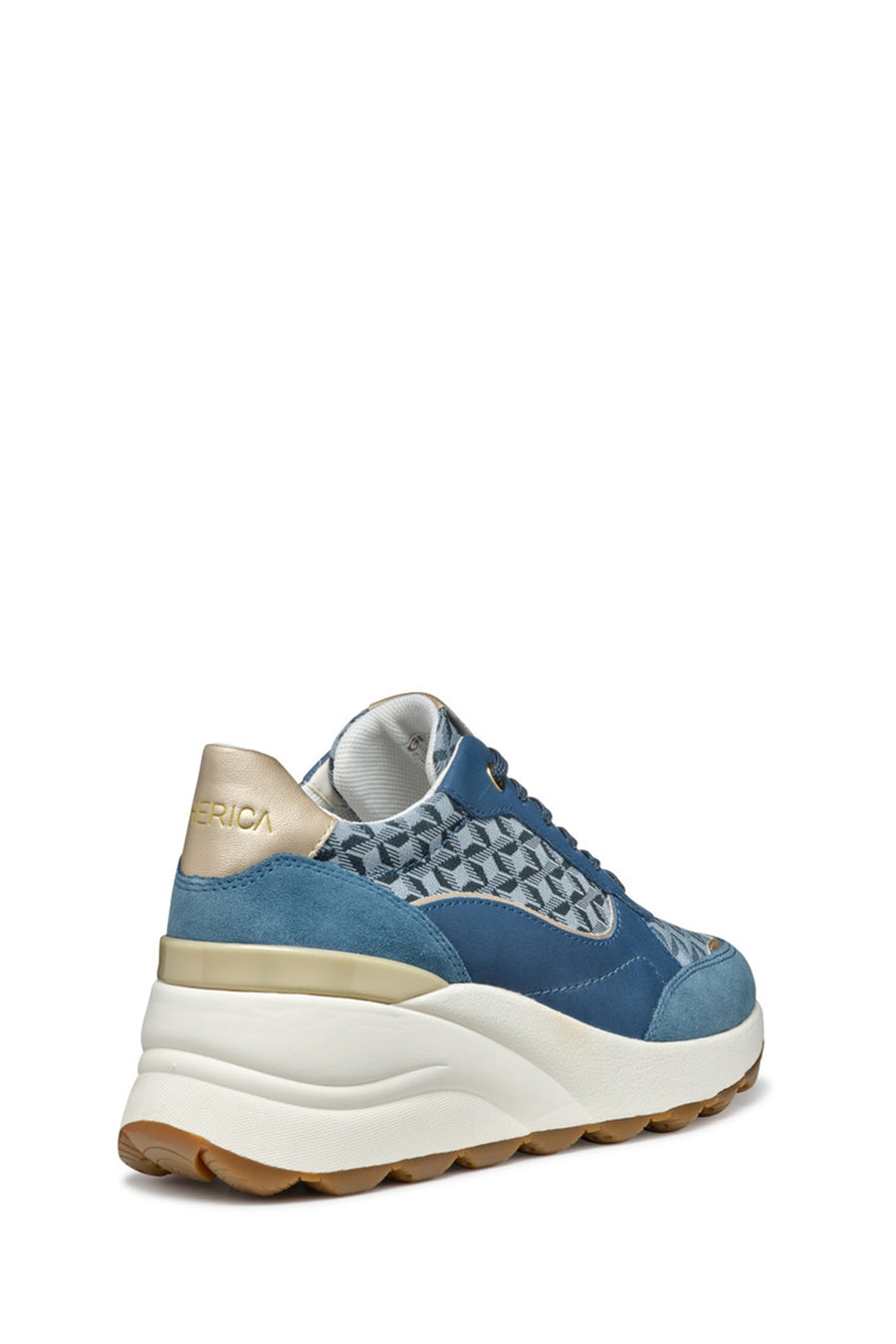 Geox Kadın Mavi D Spherica Ec13 A - Nap + Emb.Te Bağcıklı Dolgu Topuklu Sneaker