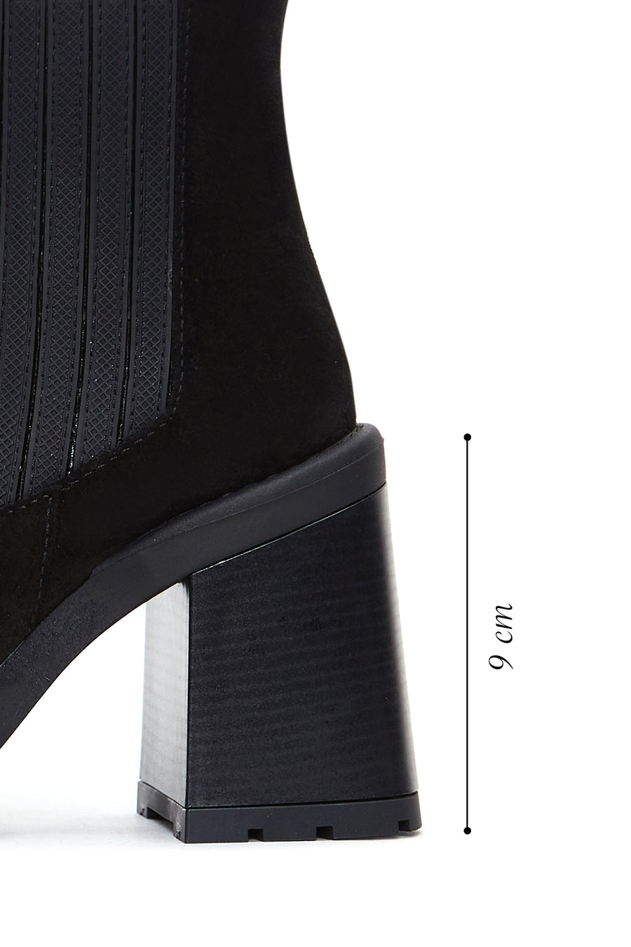 Women's Black Suede Leather Heeled Chelsea Boots