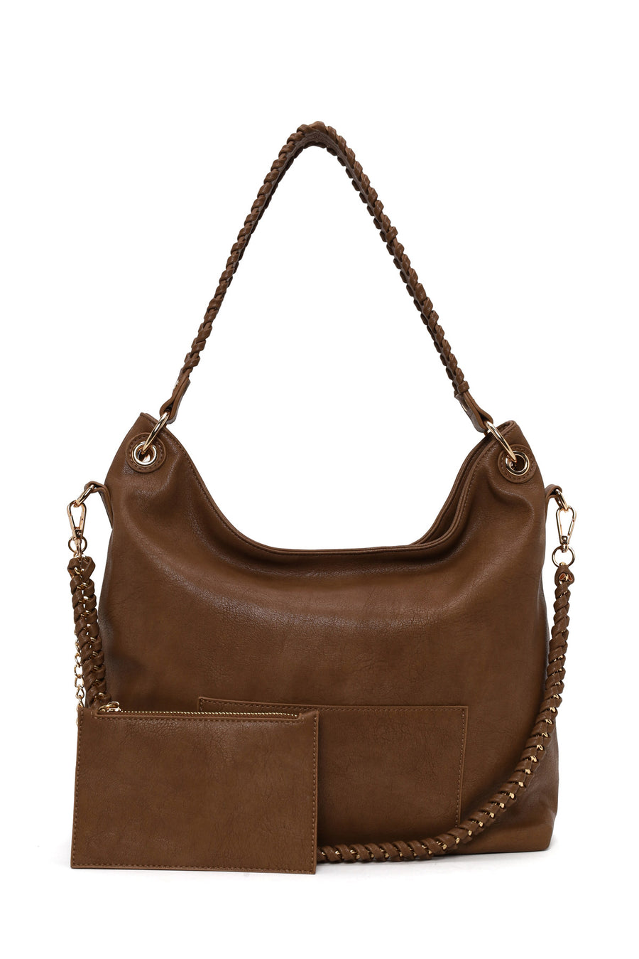 Woman Tan Long-Strap Shoulder Bag