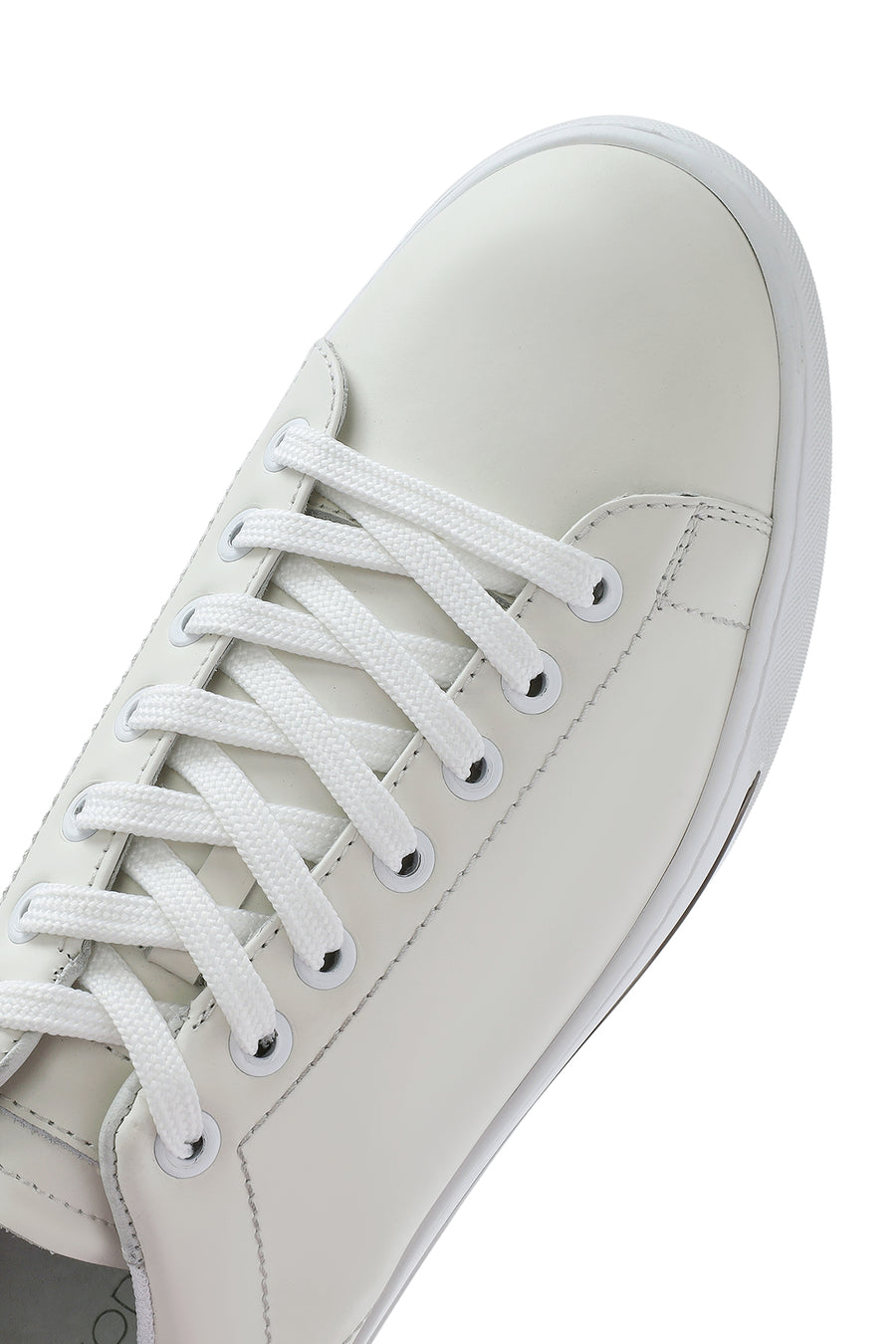Erkek Beyaz Bağcıklı Deri Sneaker