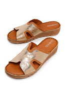 Woman Tan Leather Comfort Slipper | Derimod