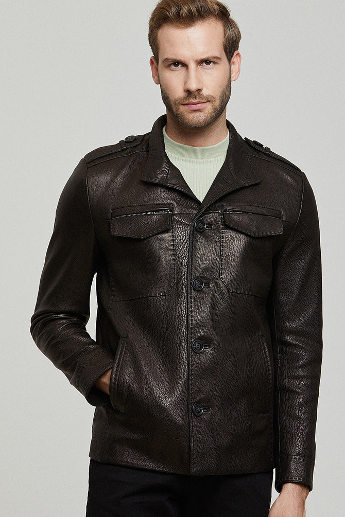 Moreno Erkek Siyah Spor Blazer Deri Ceket