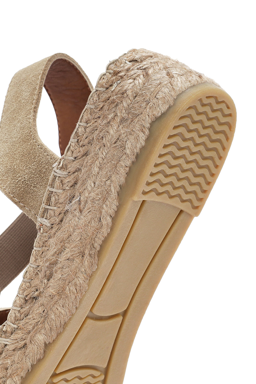 Women's Beige Suede Leather Espadrille Sandals