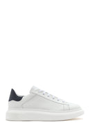 Men's White Lace-up Thick-Sole Leather Sneaker | Derimod