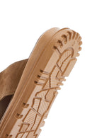 Women's Brown Thick Soled Suede Leather Slippers | Derimod