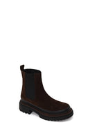 Woman Brown Thick-Soled Suede Chelsea Boots | Derimod