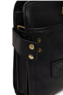 Male Black Long Strap Leather Briefcase | Derimod