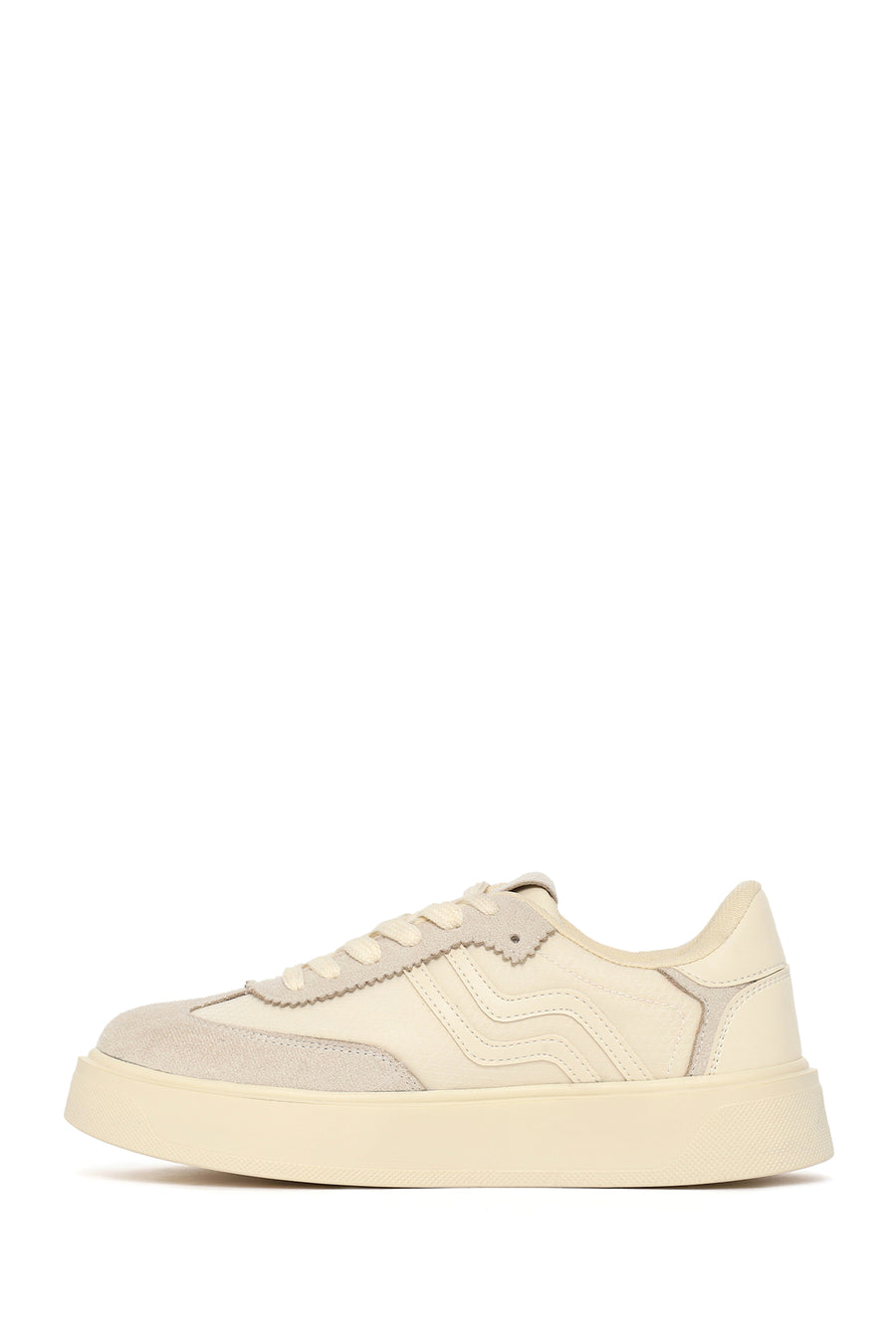Kadın Bej Bağcıklı Sneaker