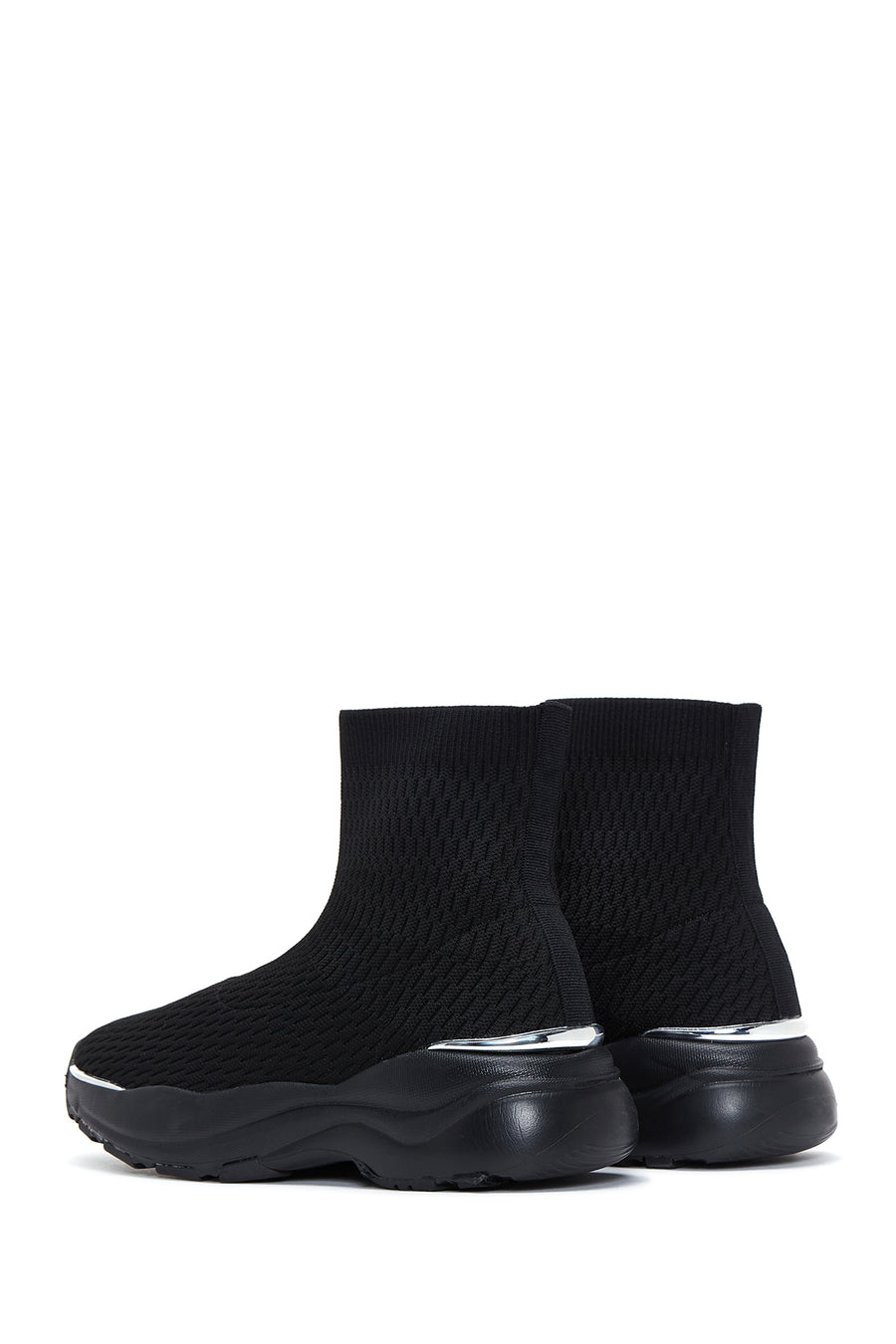 Kadın Siyah Kalın Tabanlı Bilekli Sneaker