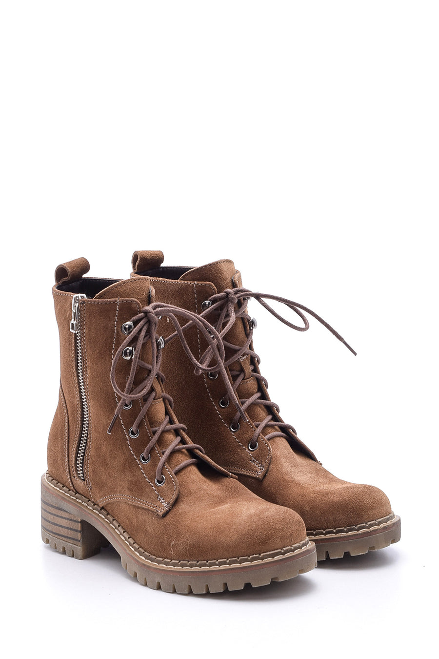Women's Suede Leather Zipper Detailed Boots