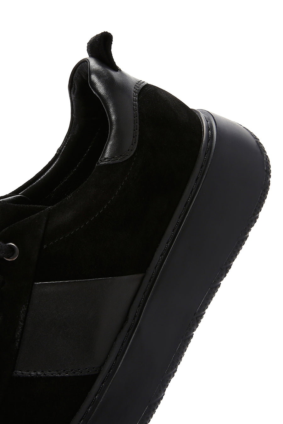 Erkek Siyah Süet Deri Kalın Tabanlı Sneaker
